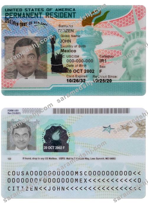 USA NEW GREEN CARD,permanent resident